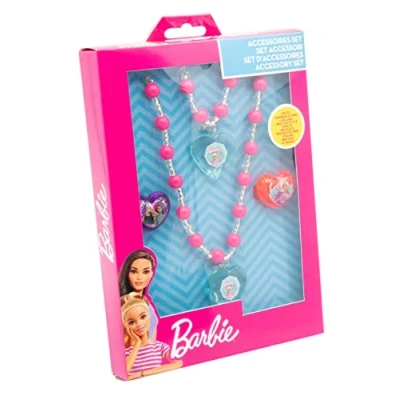 Afbeelding van Joy Toy 20211230LLRYLShowerSLEX04021YLAERVW Barbie sieradenset met armband, ketting, 2 ringen, uniseks kinderen, meerkleurig