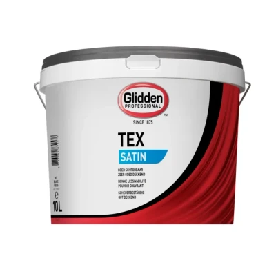 Afbeelding van glidden tex satin wit 10 ltr