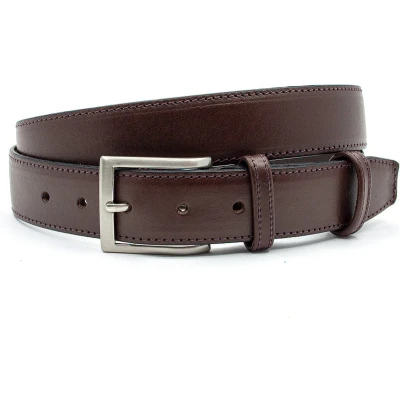 Afbeelding van JV Belts Mooie bruine pantalonriem heren en dames riem 3.5 cm breed Bruin Echt Leer Taille: 90cm Totale lengte riem: 105cm