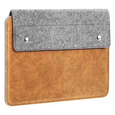 Afbeelding van MoKo 9 11 inch Felt Leather Tablet Sleeve Bag Carrying Case Fits New iPad Air M2, Pro M4 2024, 5/4 10.9, 9/8th Gen 10.2, 10th Gray &amp; Brown