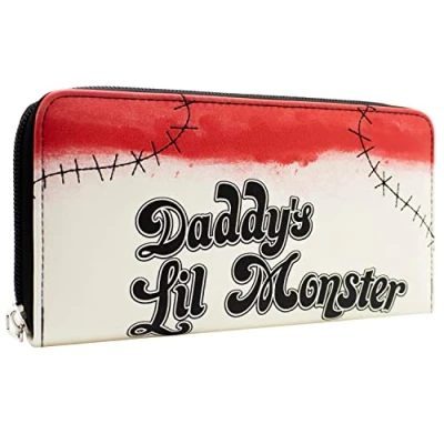 Afbeelding van Harley Quinn Daddy&#039;s Lil Monster T Shirt Stijl Portemonnee/Beurs Clutch met Muntenvakje &amp; Kaarthouder, Gebroken Wit