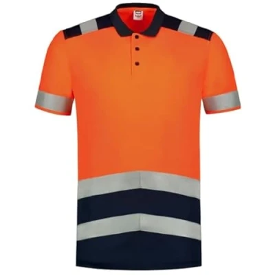 Afbeelding van Tricorp Poloshirt Bicolor High Vis 180gr 3007 Fluor oranje Donkerblauw L