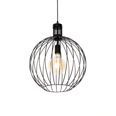 Afbeelding van QAZQA Design hanglamp zwart 40 cm Wire Dos