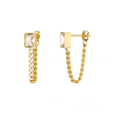 Afbeelding van Earrings with chain and zircon Yehwang Oorbellen One size Goud