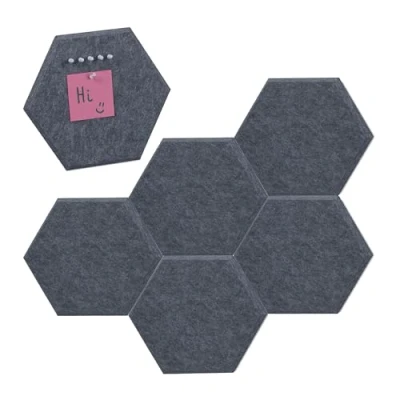Afbeelding van Relaxdays prikbord vilt set van 6 hexagon zelfklevend memobord stof notitiebord