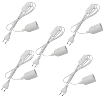Afbeelding van 5 stuks E27 lampfitting met schakelaar en netsnoer, lampvoet, lampslinger voor lampenkappen fitting stekker lampophanging, hanglamp, plafondlamp
