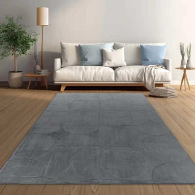 Afbeelding van Zacht Vloerkleed Emily Cirkels Antraciet 200x290 Cm