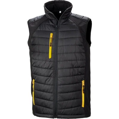 Afbeelding van Result Black compass gewatteerde softshell bodywarmer R238X / Yellow
