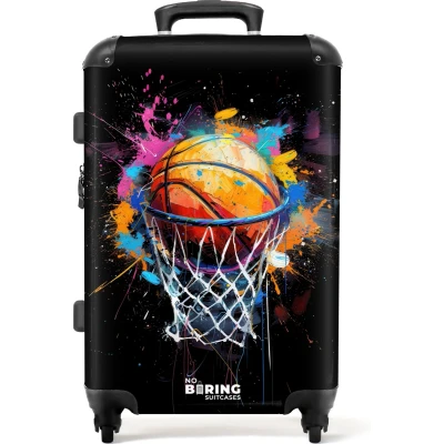 Afbeelding van NoBoringSuitcases.com® Koffer groot Rolkoffer lichtgewicht Basketbal met graffiti Reiskoffer 4 wielen Grote trolley XL 20 kg bagage