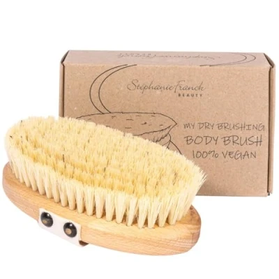 Afbeelding van Stephanie Franck Beauty Dry Brushing Body Brush dynamische droge massageborstel 100% veganistisch van stevige tampicovezels en FSC beukenhout peeling energiek Made in Germany