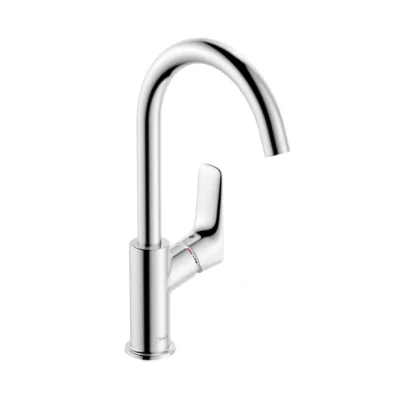 Afbeelding van Hansgrohe Logis 1 gats wastafelkraan 210 met hoge 120 draaibare uitloop chroom