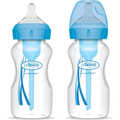 Afbeelding van Dr Brown&#039;s Options+ Anti colic 270 ml Blauw 2 pack Brede Hals Fles WB92602 GBX +