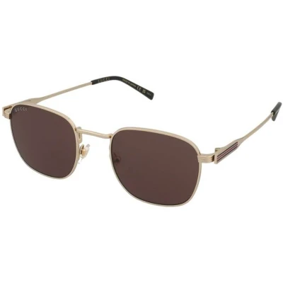 Afbeelding van Gucci Uomo GG1876S 002 Occhiali da sole Metallo Oro Marrone Rotonda