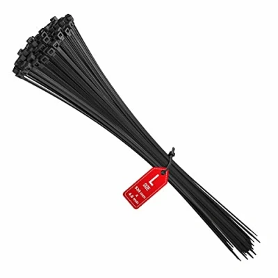 Afbeelding van intervisio Kabelbinders Extra Lang 530mm x 4,8 mm voor Zwaar Gebruik duurzame, professionele, uvbestendige nylon tie wraps kabelbeheer binnen en buiten, Zwart, 100 Stuks