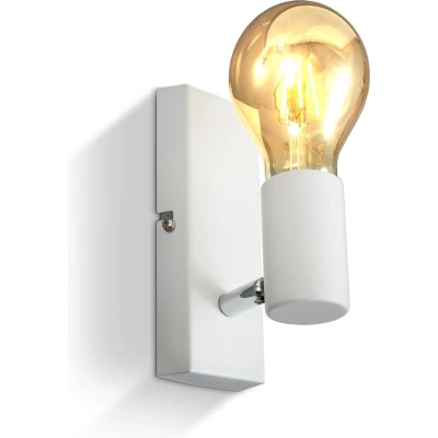 Afbeelding van B.K.Licht Witte wandlamp voor binnen industriele metalen netstroom met 1 lichtpunt draaibar wandspots muurlamp E27 fitting excl. lichtbron