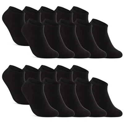 Afbeelding van 10 20 30 Sneaker Sokken Heren &amp; Dames Zwart Wit Grijs Katoen (20x 47 50)
