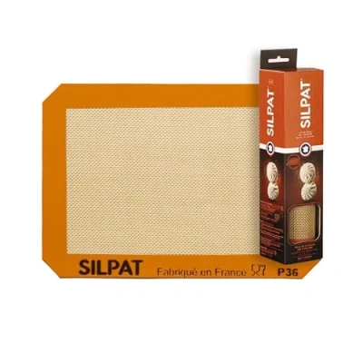 Afbeelding van Silpat AE295205 01 Bakmat blad, anti aanbaklaag, siliconen, oranje en beige