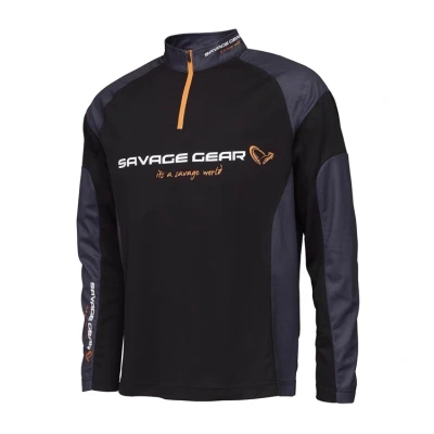 Afbeelding van Savage Gear Tournament Shirt 1/2 Zip Size XL Black Ink Vis trui