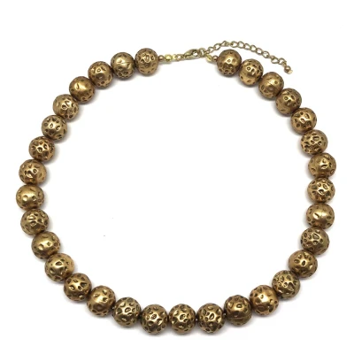 Afbeelding van Behave ketting kralenketting goud kleur metaal korte dames 44 cm