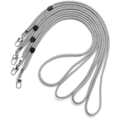 Afbeelding van trage.band® Lange verstelbare draagband/koord met karabijnhaak, 4 stuks, zwart wit