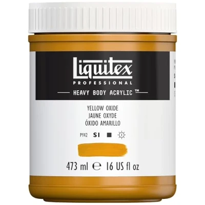Afbeelding van Liquitex 4412416 Professional Heavy Body acrylverf in kunstenaarskwaliteit met uitstekende lichtechtheid en boterachtige consistentie, 473ml Pot, Yellow Oxide