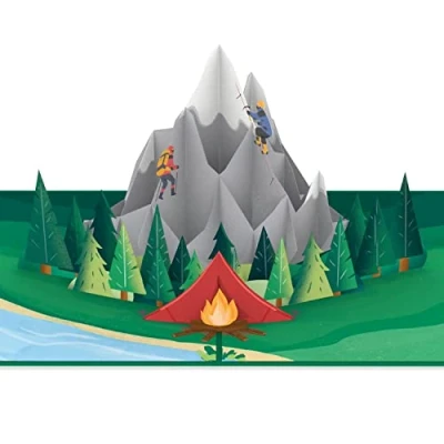 Afbeelding van papercrush® Pop upkaart klimmen op de berg 3D verjaardagskaart met bergen en klimmers, wenskaart of geldcadeau voor bergbeklimmers, cadeaubon boulderen klimparken