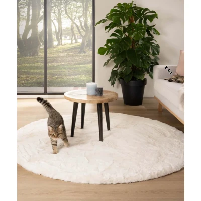 Afbeelding van Rond Hoogpolig Vloerkleed Comfy Plus Wit 80 Cm
