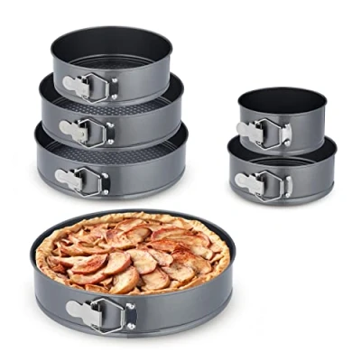 Afbeelding van Relaxdays springvorm 6 delige set cakevormen antiaanbaklaag bakblikken rond