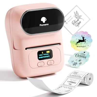 Afbeelding van Phomemo M110 Draagbare labelprinter, zelfklevend, bluetooth, thermische labelmaker, voor barcode, detailhandel, foto, kleding, Android en iOS, roze
