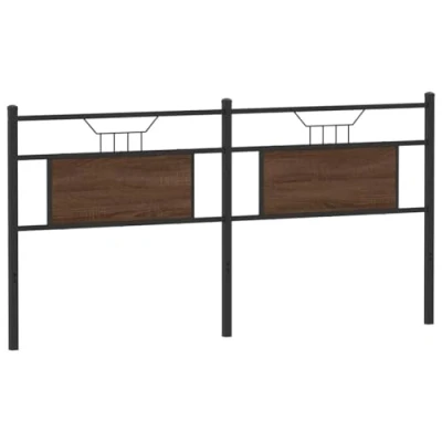 Afbeelding van Hoofdbord 160 cm bewerkt hout en staal bruin eikenkleurig