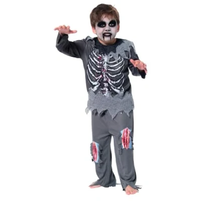 Afbeelding van Rubies Zombie afstotend voor jongens en meisjes, levendige toden, jumpsuit met opgedrukte details, officieel gelicentieerd product Halloween, feesten, carnaval