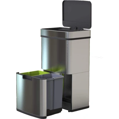 Afbeelding van 4cookz® Smart Waste RVS afvalscheidingsprullenbak met sensor 72 liter