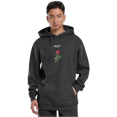 Afbeelding van Mister Tee hoodie Lost Youth Rose met printopdruk charcoal