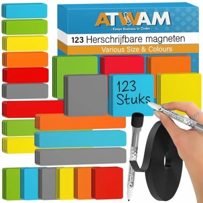 Afbeelding van ATWAM Scrum Whiteboard Magneten 123 delig voor Whiteboard, Magneetbord Herschrijfbare Mega Set