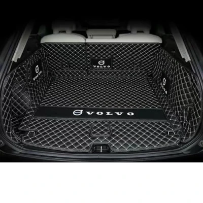 Afbeelding van Auto Lederen Kofferbakmat voor Volvo XC60 II 2018 2019 2020 2021 2022 2023 2024 Op Maat Kofferbakvoeringen Bagagebak Bagagematten Beschermer Interieur Accessoires,Black Beige