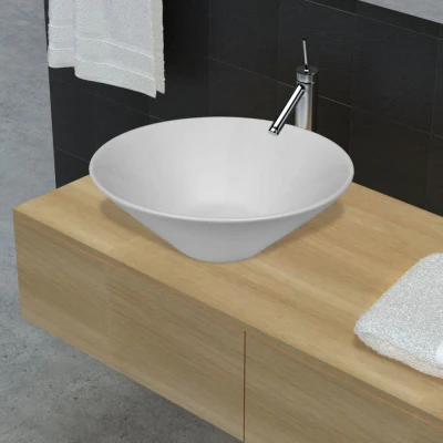 Afbeelding van Keramische wasbak taps (wit)