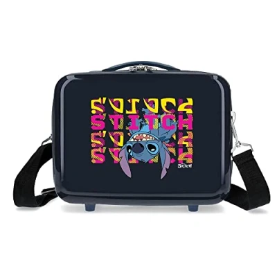 Afbeelding van Disney Stitch Naughty Face Down Toilettas, aanpasbaar, Blauw, 29 x 21 15 cm, stijf, ABS, 9,14 l, 0,8 kg, Eén maat, Verstelbare make uptas