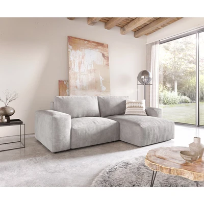 Afbeelding van Hoekbank Lanzo L Cord zilvergrijs 260x160 cm variabele rugleuning