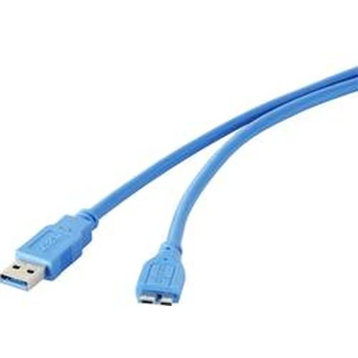 Afbeelding van Renkforce USB 3.2 Gen 1 (USB 3.0) 1.00 m Blauw Vergulde steekcontacten [1x stekker A 1x Micro B 3.0)]