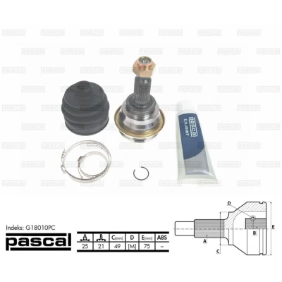 Afbeelding van Homokineet reparatie set, aandrijfas PASCAL G18010PC