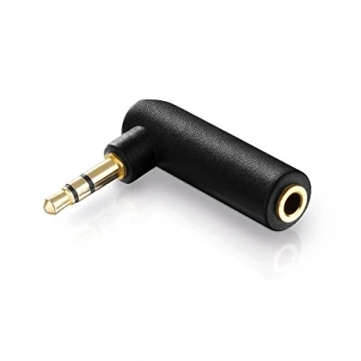 Afbeelding van Conecto, Adapter 90 3,5 mm jack plug verguld 4 polig naar pins zwart