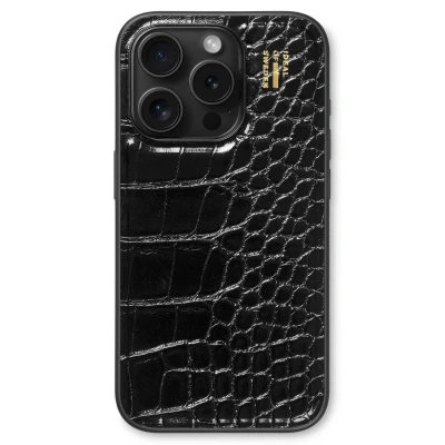 Afbeelding van Apple iPhone 15 Pro Hoesje Kunstleder iDeal of Sweden Backcover/Hardcase Zwart Telefoonhoesje Shockproof/Valbescherming