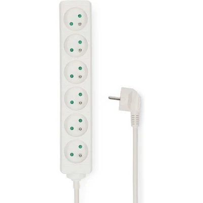 Afbeelding van Stekkerdoos Randaarde stekker / Type F (CEE 7/7) 6 wegs 3.00 m 3680 W 16 A Soort aarding: Zijcontacten 230 V AC 50/60 Hz