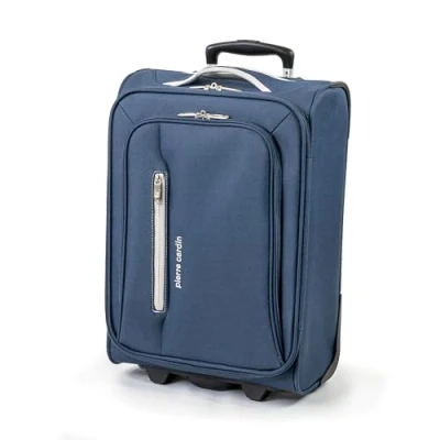 Afbeelding van Pierre Cardin Cion zachte zijden bagage met stress geteste duurzame wielen Telescopische sleepgreep koffer verpakkingsriemen CL610M, Navy &amp; Grijs, Carry On, On 50x34x20