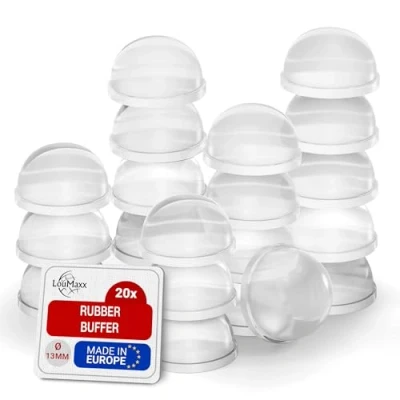 Afbeelding van LouMaxx Rubberen stempel, 20 stuks, transparant, Ø 13 mm, extra sterke kleefvoeten, premium anti slip, krassen, lawaai en trillingen