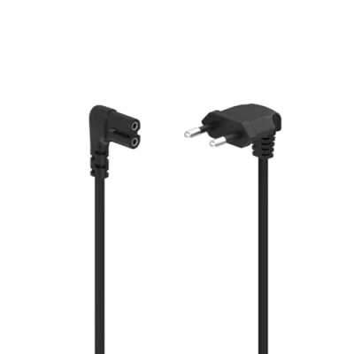 Afbeelding van HAMA Universele stroomkabel (2 polige stroomkabel, eurostekker, met 2 koppeling, 1,5 m kabel, 230 V) Kleur: zwart.