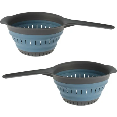 Afbeelding van Excellent Houseware opvouwbaar vergiet 2x zwart/blauw 37 x 19 cm Vergieten