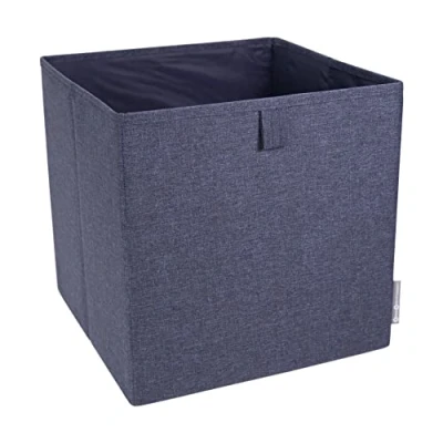 Afbeelding van Bigso Box of Sweden Dobbeldoos voor het rek de kast, grote opbergdoos kleding, speelgoed, kantoorbenodigdheden enz. Opvouwbare opbergbox van polyester en karton, blauw