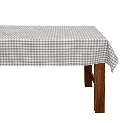 Afbeelding van FILU tafelkleed 140 x 240 cm grijs/wit geruit (kleur en grootte naar keuze) hoogwaardig vervaardigd van 100% katoen