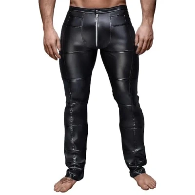 Afbeelding van Noir Handmade Wetlook Broek met Lakaccenten Maat S